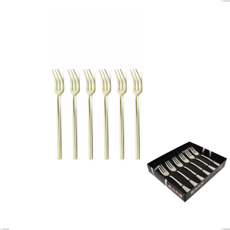 Confezione vetrina 6 pezzi forchettine dolce Kyoto Tin Gold, Acciaio inox (Aisi 304) trattamento pvd acciaio lucido Eme Posaterie Offerta Del Giorno