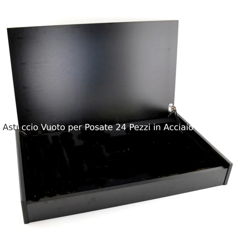 Astuccio legno per posate in Acciaio Vuoto da 24 pezzi -6 Forchette -6 Cucchiai-6 Coltelli da tavola - 6 cucchiaini caffe Eme Posaterie A Buon Prezzo