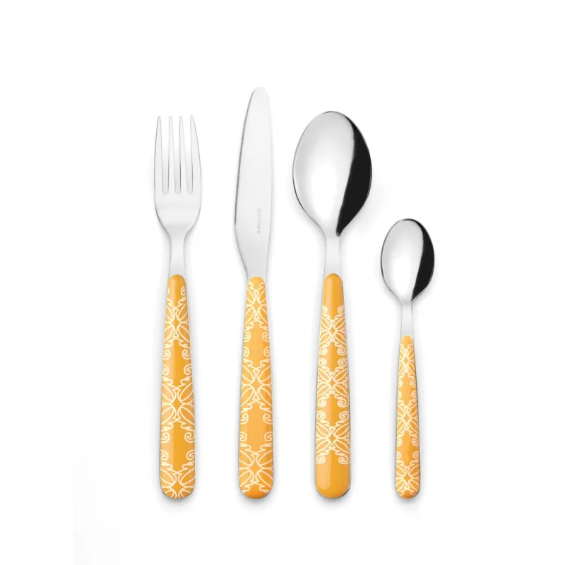 Posate set 24 pezzi Linea Fusion in acciaio inox 18/10 AISI 420 di Altissima qualità lavabili in lavastoviglie colore verde multicolor Guzzini Professionale