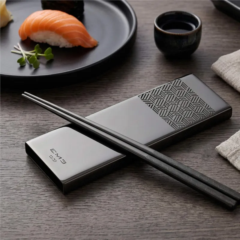 Soddisfatti O Rimborsati Poggia Posate supporto per set SUSHI in acciaio 18.10 dimensioni 75x25 h 10 mm accoglie 2 posate finitura ORIGAMI Black Eme Posaterie