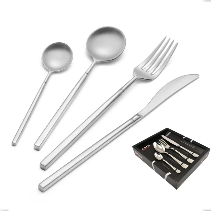 Confezione vetrina 24 pezzi Kyoto Sabbiato, Acciaio inox (Aisi 304) inox sabbiato Eme Posaterie Saldi