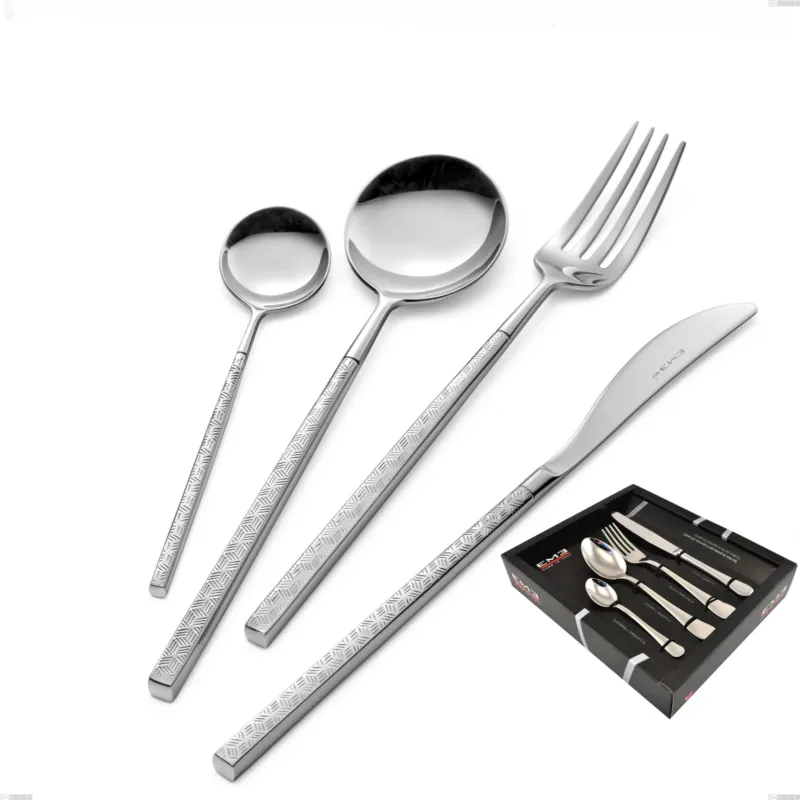 Confezione vetrina 24 pezzi Kyoto Origami, Acciaio inox (Aisi 304) inox lucido Eme Posaterie Offerta Lampo