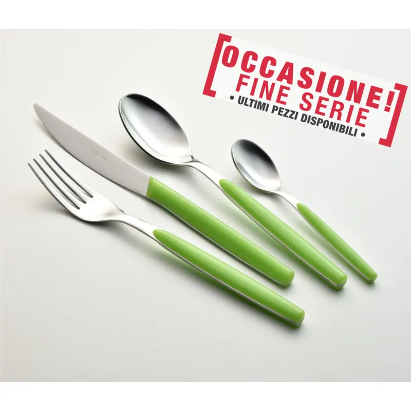 Set Posate colorate 24 pezzi un posto tavola DREAM 6 Coltello 6 Forchetta 6 Cucchiaio 6 Cucchiaino caffe in acciaio 18/0 (AISI430) Nichel Free Verde Eme Posaterie Offerta