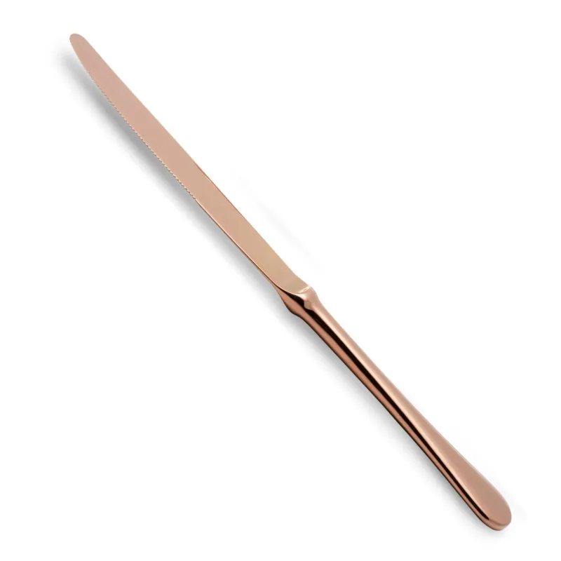 Di Tendenza Coltello tavola seghettato 6 pezzi Modello Serena IN PVD RAME acciaio inox 18.10 AISI304 2.5 mm in Confezione di cartone Rivadossi