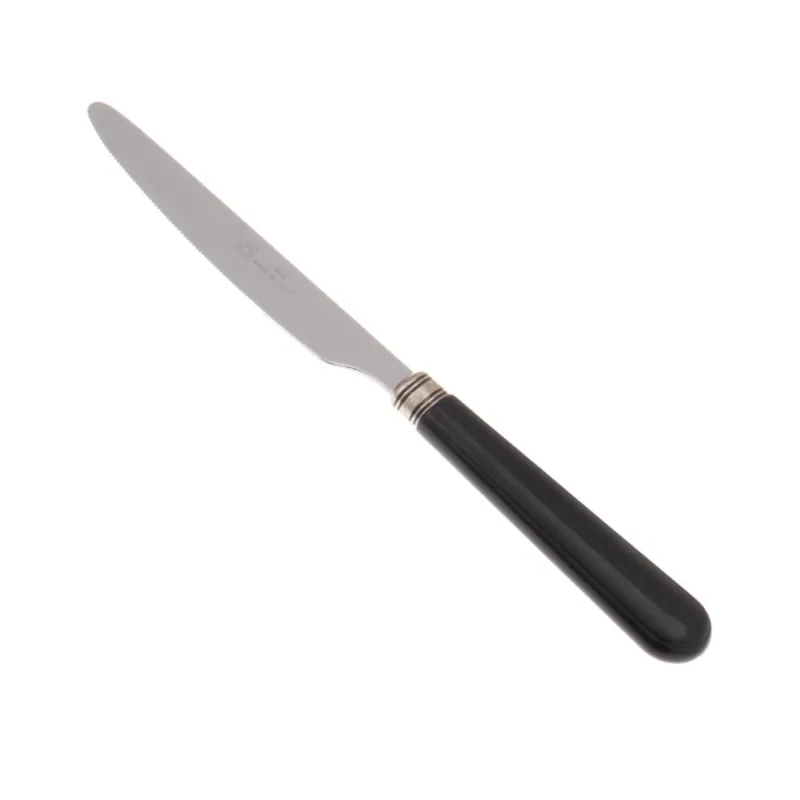 Offerta Lampo Coltello tavola seghettato MOD Mistral Set di 6 Pezzi in acciaio 18.10 Lunghezza 26 cm manico in PPL lavabile in lavastoviglie colore Nero Rivadossi