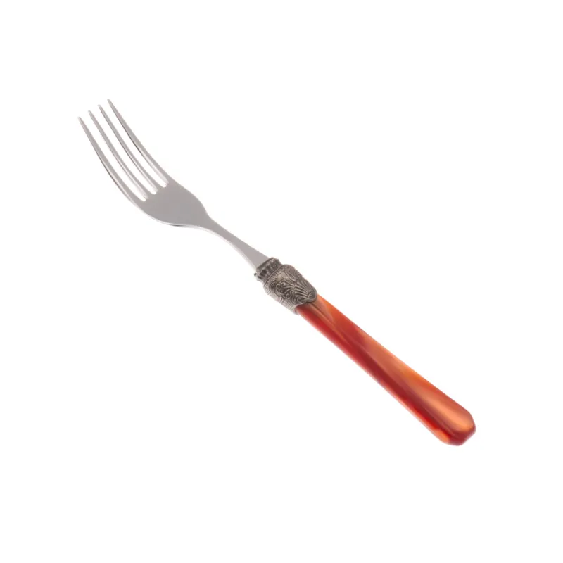 Forchetta da tavola Modello Penelope Set di 6 Pezzi in acciaio 18.10 Lunghezza 26 cm manico in PPMA lavabile in lavastoviglie colore Arancio Rivadossi Offerta Del Giorno