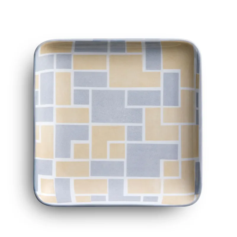 Affare Set vassoietti piattini vuotatasche quadrati 6 pezzi 15x15 cm adatto per caffè, pasticcini , torrone e dolci adatto alla lavastoviglie colore beige Grigio Bianco Kaleidosmilano
