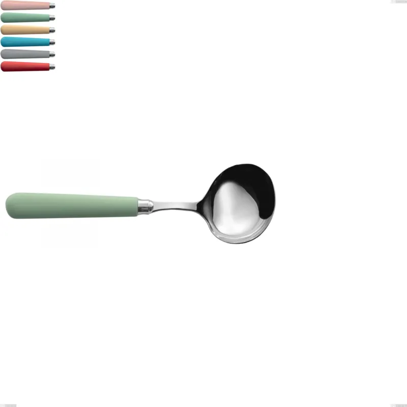 Cucchiaio salsa macarons, Acciaio inox 18.10 lunghezza 195 mm manici in acrilico inox lucido Eme Posaterie rosa cipria 692 Acquista Ora