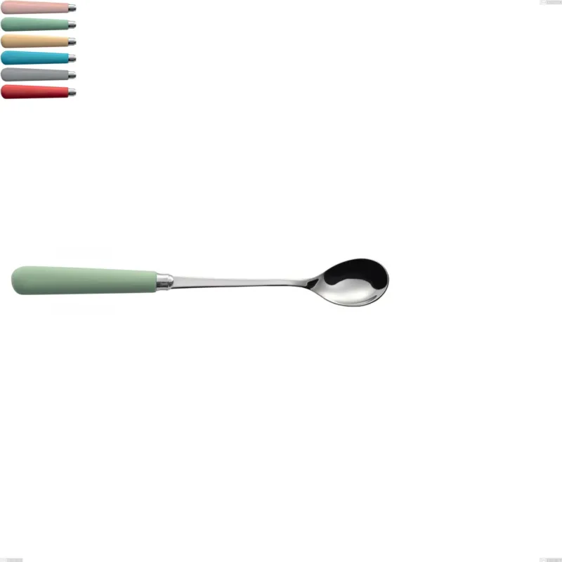 Cucchiaio bibita macarons, Acciaio inox 18.10 lunghezza 215 mm manici in acrilico inox lucido Eme Posaterie rosa cipria 692 Scelto Dai Clienti