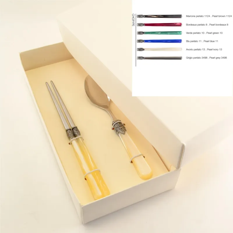 Set per cibo coreano con manico Madreperlato,, 1 set, bacchette più cucchiaio frutta Napoleon EME in confezione BONBONIERA Eme Posaterie Compra Oggi Stesso
