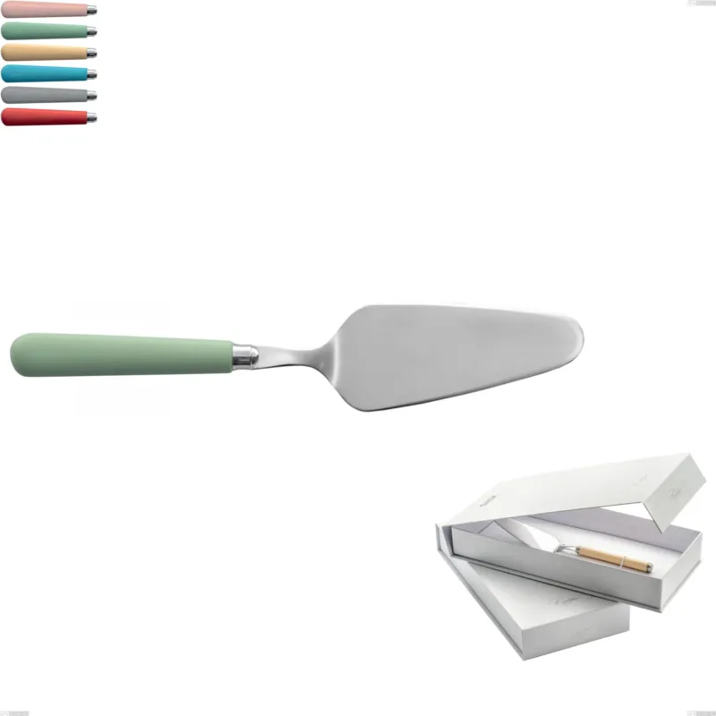 Subito Disponibile Confezione a libro 1 pezzo pala torta macarons, Acciaio inox 18.10 manici in acrilico inox lucido Eme Posaterie rosa cipria 692