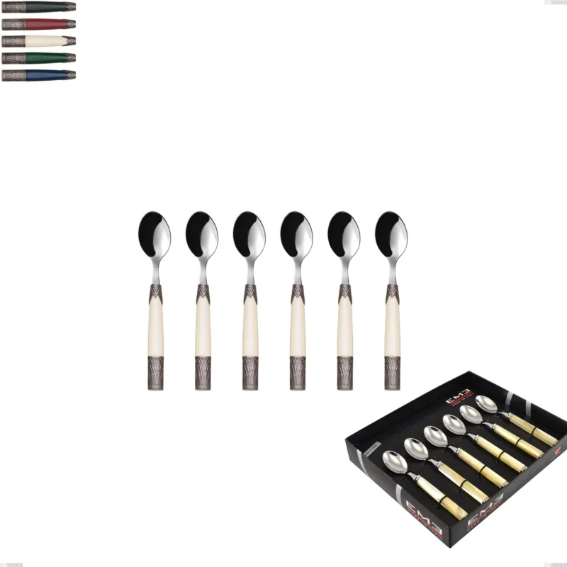 Promo Stagionale Confezione vetrina 6 pezzi cucchiaino moka aria, acciaio 18/10 aisi304 colorato Eme Posaterie blu 2