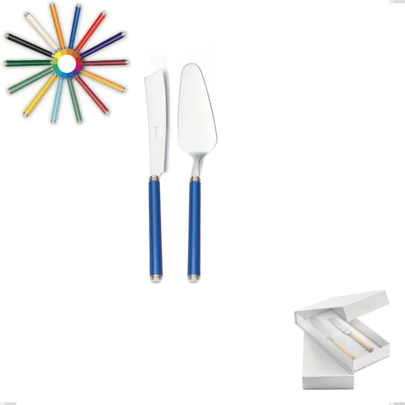 Reso Gratuito Confezione a libro 2 pezzi,paletta più coltello dolce da servizio linea, Acciaio 18/10 (AISI304) inox lucido , manici in metacrilato Eme Posaterie nero 1