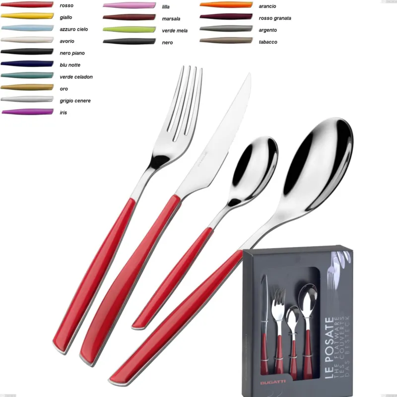 Offerta Speciale Confezione 24 pezzi posate in scatola glamour Glamour bugatti, acciaio 18.10 manico in san Casa bugatti iris