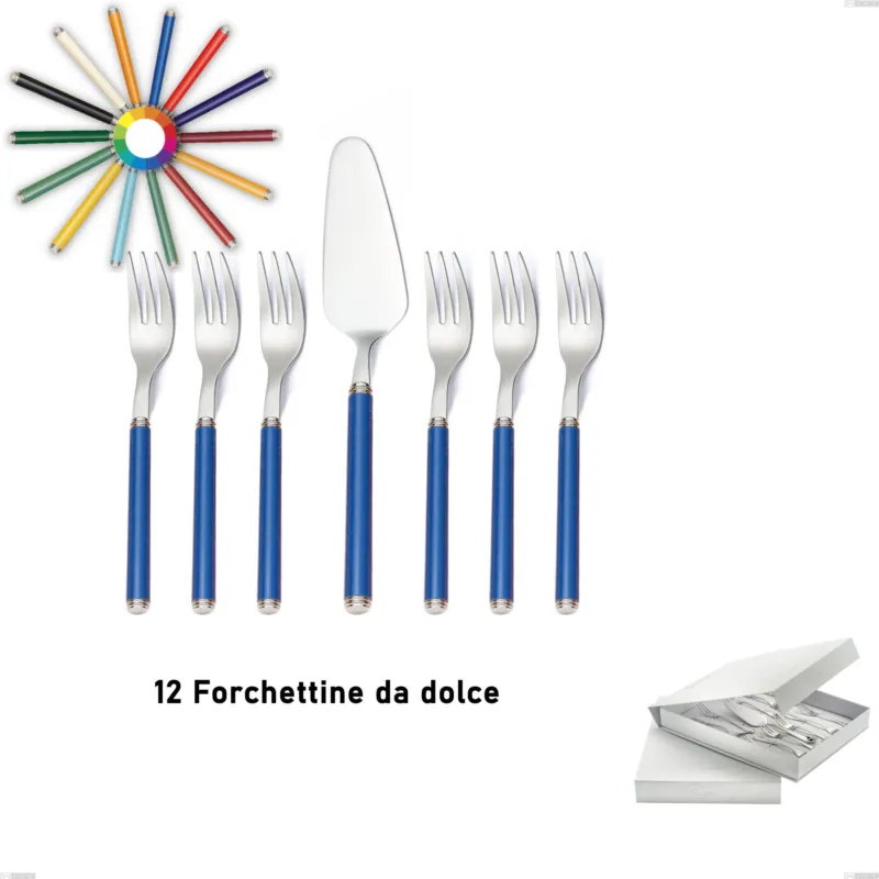 Confezione a libro 13 pezzi, forchettine più paletta dolce linea, Acciaio 18/10 (AISI304) inox lucido , manici in metacrilato Eme Posaterie nero 1 Miglior Prezzo
