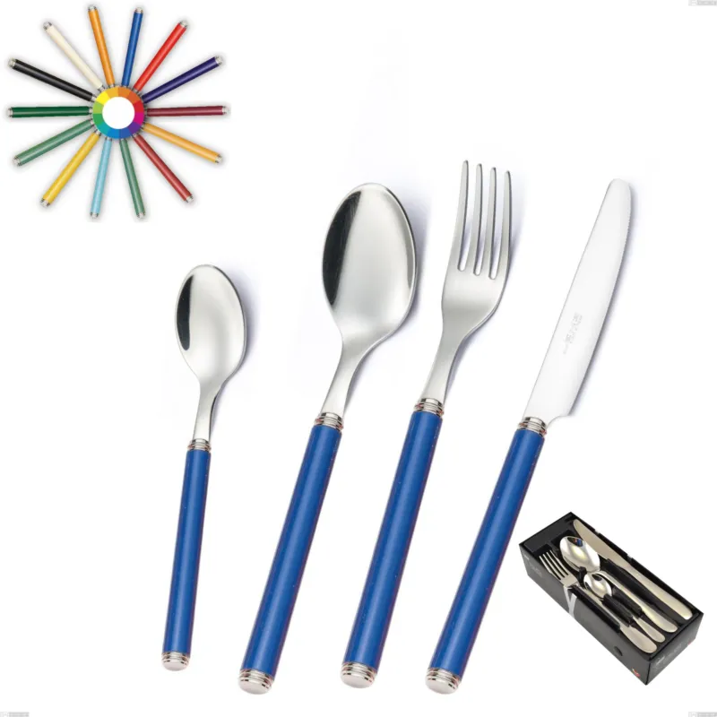 Confezione salvaspazio 24 pezzi linea, Acciaio 18/10 (AISI304) inox lucido , manici in metacrilato Eme Posaterie nero 1 Di Tendenza