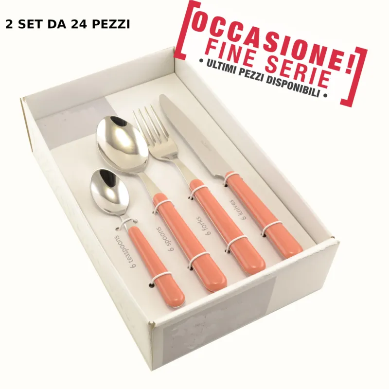 Servizio Posate Colorate BRIO 48 Pezzi Color Salmone 13 Lavabili in lavastoviglie EME Eme Posaterie Nuovo Arrivo