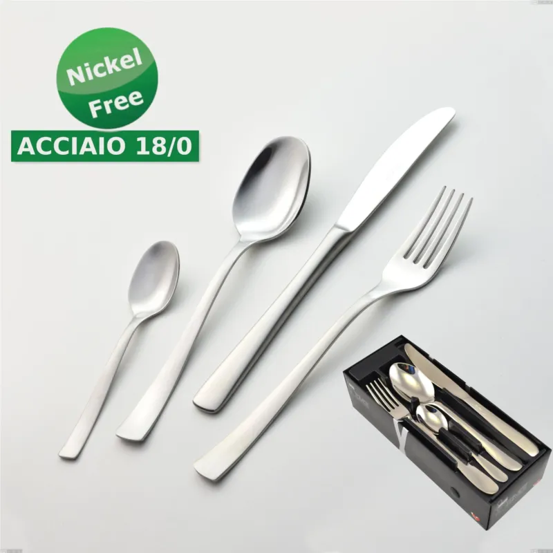 Confezione salvaspazio 24 pezzi Alfa Satinata 18/0 nichel free, (inox 18/ 0) Nichel Free, spessore 2 mm Eme Posaterie Ultima Occasione