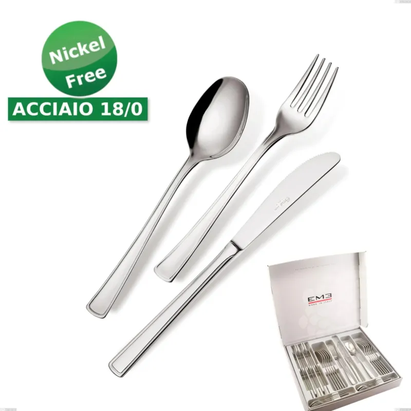 Cofanetto 24 pezzi Ambassador 18/0 nichel free, (Acciaio 18/ 0) Nichel Free, spessore 2 mm Eme Posaterie Consegna Rapida