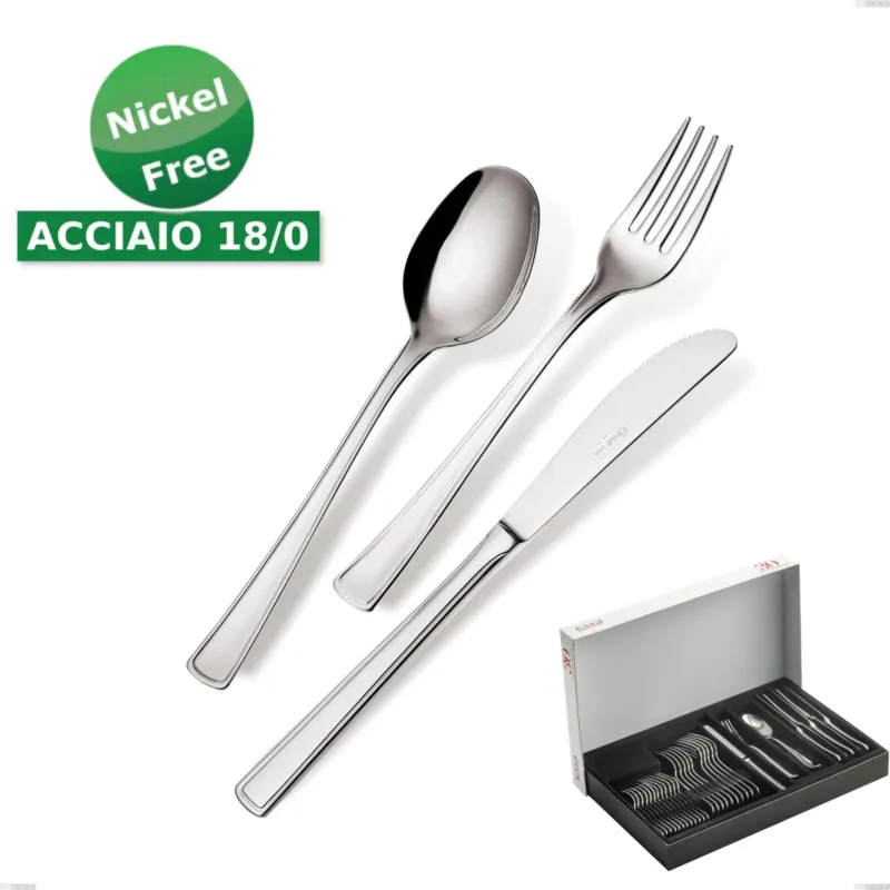 Confezione Panoramica 30 pezzi coltello economico Ambassador 18/0 nichel free, (Acciaio 18/ 0) Nichel Free, spessore 2 mm Eme Posaterie Ultime Pezzi