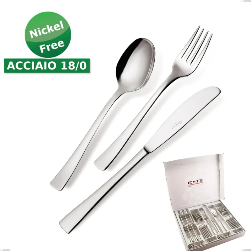 Cofanetto 24 pezzi coltello economico Alfa 18/0 nichel free, (Acciaio 18/ C) Nichel Free, spessore 2 mm Eme Posaterie Miglior Prezzo