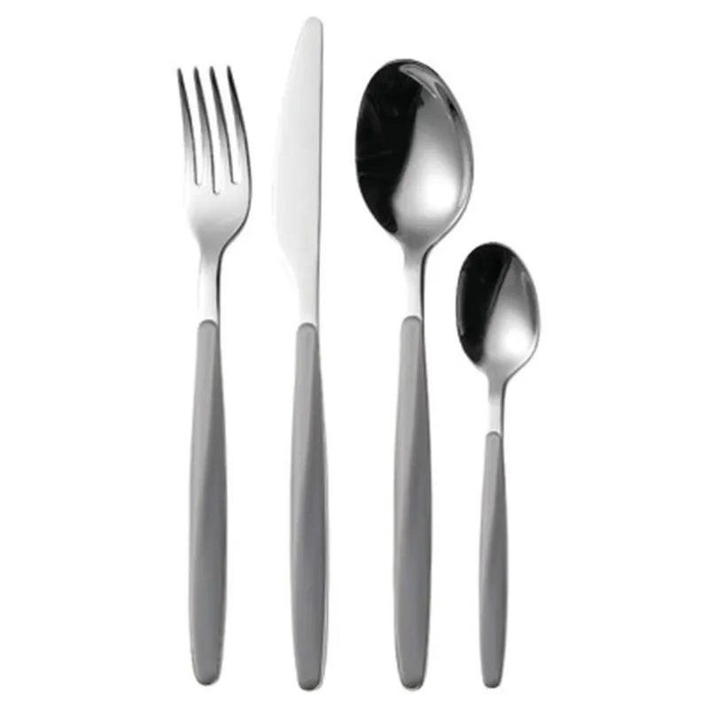 Professionale Set Posate colorate 24 pezzi MY FUSION 6 posto tavola 18/10 in confezione vetrina colore grigio Guzzini