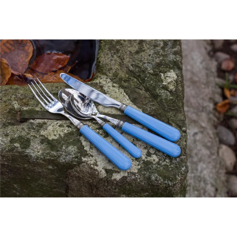 Soddisfatti O Rimborsati Servizio Posate colorate 24 Pezzi MISTRAL in acciaio inox 18/10 manico in PPL spessore 2,5 mm colorato azzurro Rivadossi