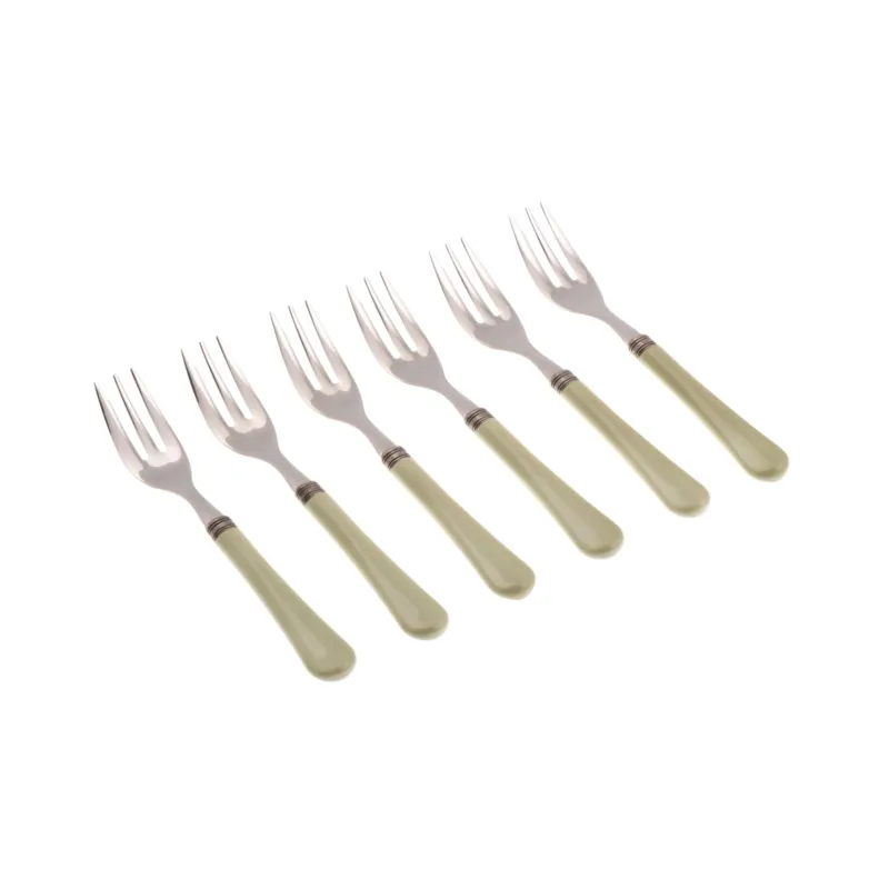 Forchettine da Dolce set da 6 pezzi GIULIETTA in acciaio inox 18/10 manico in metacrilato spessore 1,5 mm colorato Verde Rivadossi Offerta Limitata