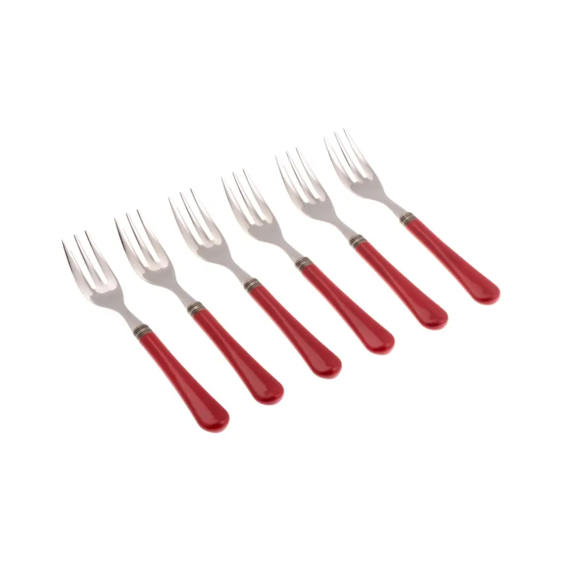 Offerta Limitata Forchettine da Dolce set da 6 pezzi GIULIETTA in acciaio inox 18/10 manico in metacrilato spessore 1,5 mm colorato Rosso Rivadossi