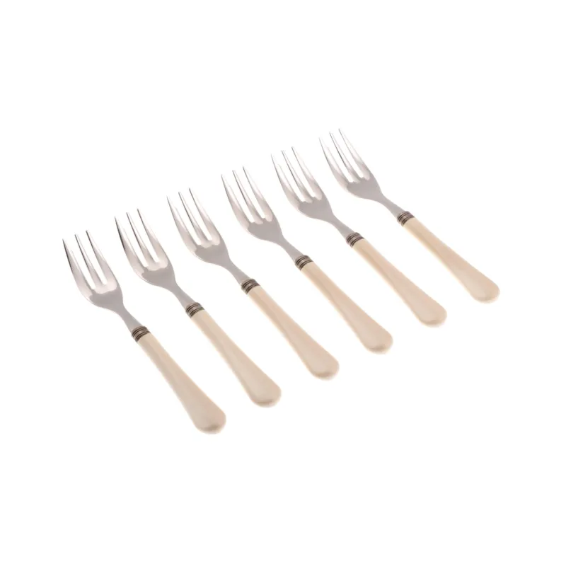 Non Perdere Forchettine da Dolce set da 6 pezzi GIULIETTA in acciaio inox 18/10 manico in metacrilato spessore 1,5 mm colorato Avorio Rivadossi