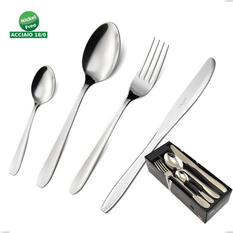 Servizio Posate 24 Pezzi ECO in acciaio inox 18/C lucidato a specchio 1,5 mm di spessore Nichel Free Eme Posaterie Economico