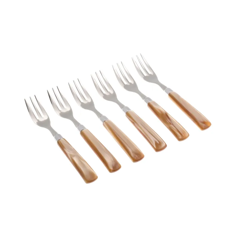 Forchettine da Dolce set da 6 pezzi GIADA in acciaio inox 18/10 manico in metacrilato spessore 1,5 mm colorato champagne Rivadossi Compra Adesso