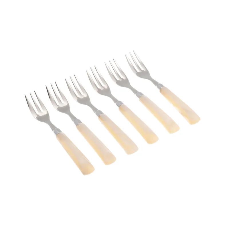 Forchettine da Dolce set da 6 pezzi GIADA in acciaio inox 18/10 manico in metacrilato spessore 1,5 mm colorato avorio Rivadossi Spedito Oggi