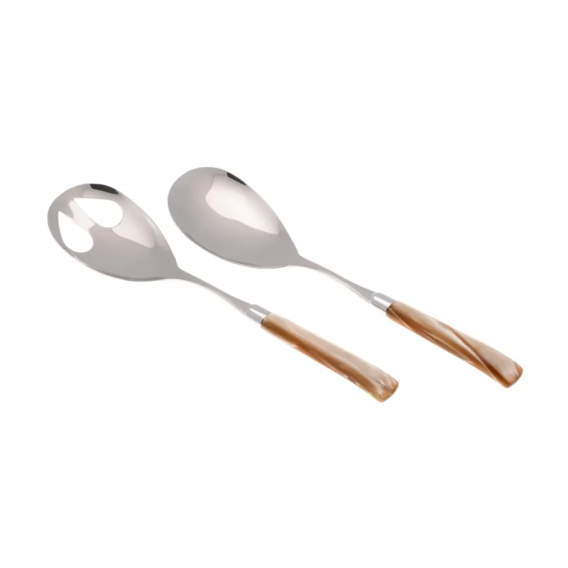 Bestseller Coppia Insalata set da 2 pezzi GIADA in acciaio inox 18/10 manico in metacrilato spessore 1,5 mm colorato Champagne Rivadossi