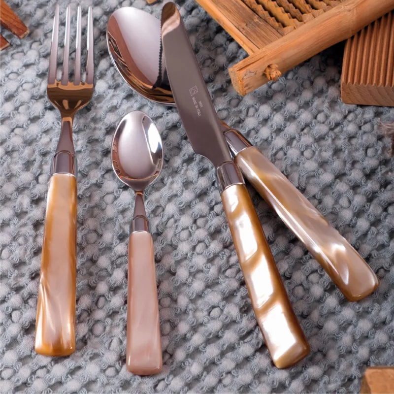 Soddisfatti O Rimborsati Servizio Posate colorate 24 Pezzi GIADA in acciaio inox 18/10 manico in metacrilato spessore 2,5 mm colorato Champagne Rivadossi