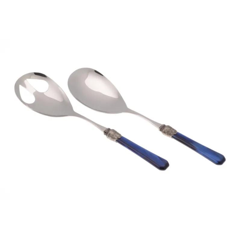 Coppia Insalata set da 2 pezzi PENELOPE in acciaio inox 18/10 manico in metacrilato spessore 2,5 mm colorato blu Rivadossi Bestseller