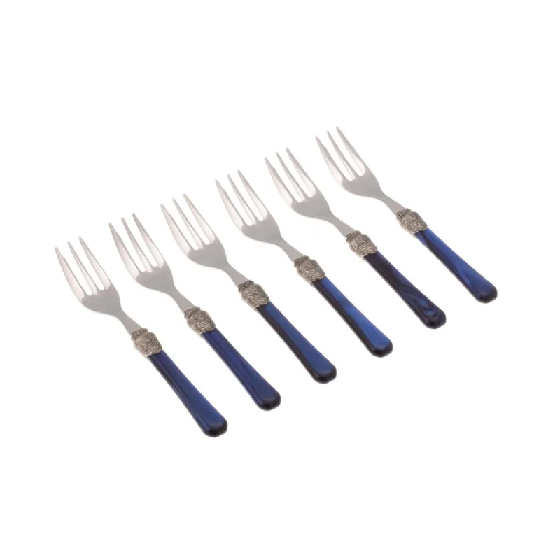 Ultime Pezzi Forchettine da Dolce set da 6 pezzi PENELOPE in acciaio inox 18/10 manico in metacrilato spessore 2,5 mm colorato blu Rivadossi