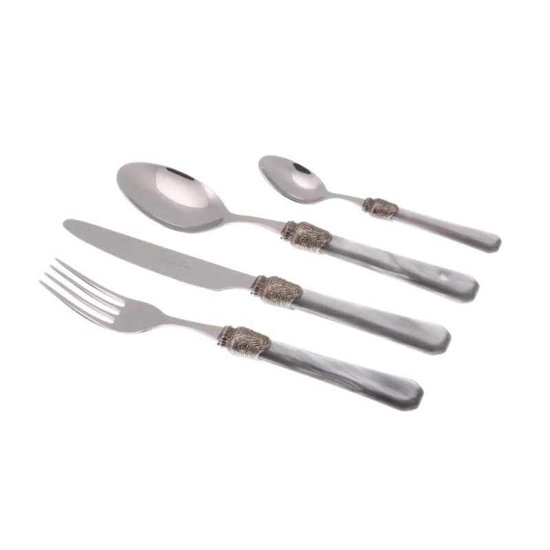 Professionale Set Posate colorate 24 Pezzi PENELOPE in acciaio inox 18/10 manico in metacrilato spessore 2,5 mm colorato grigio Rivadossi