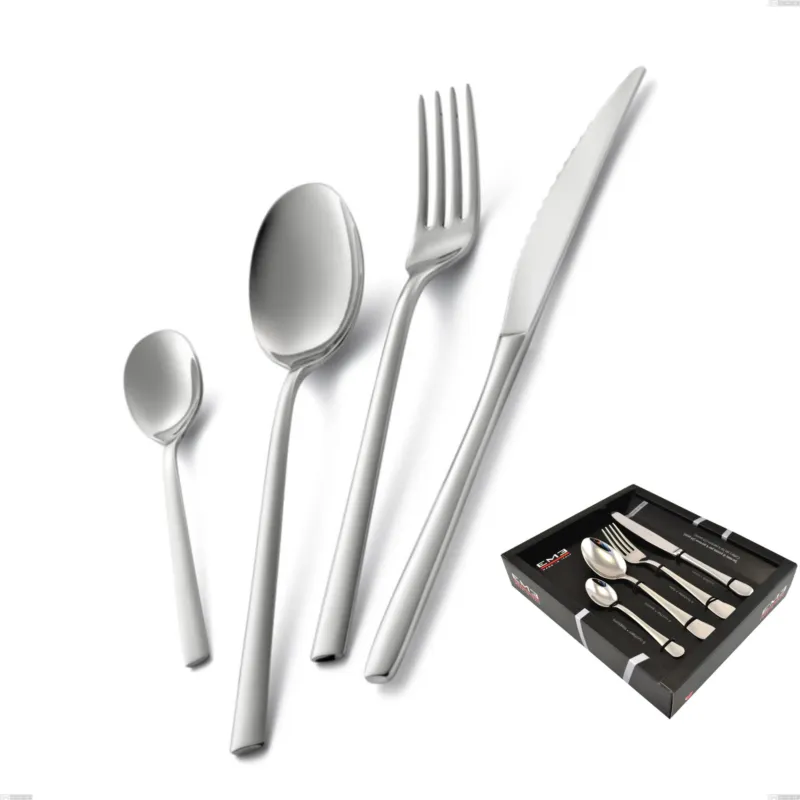 Promozione Servizio posate 24 Pezzi FASHION inox 18.10 Lucidato a specchio 3 mm in confezione Vetrina regalo Eme Posaterie