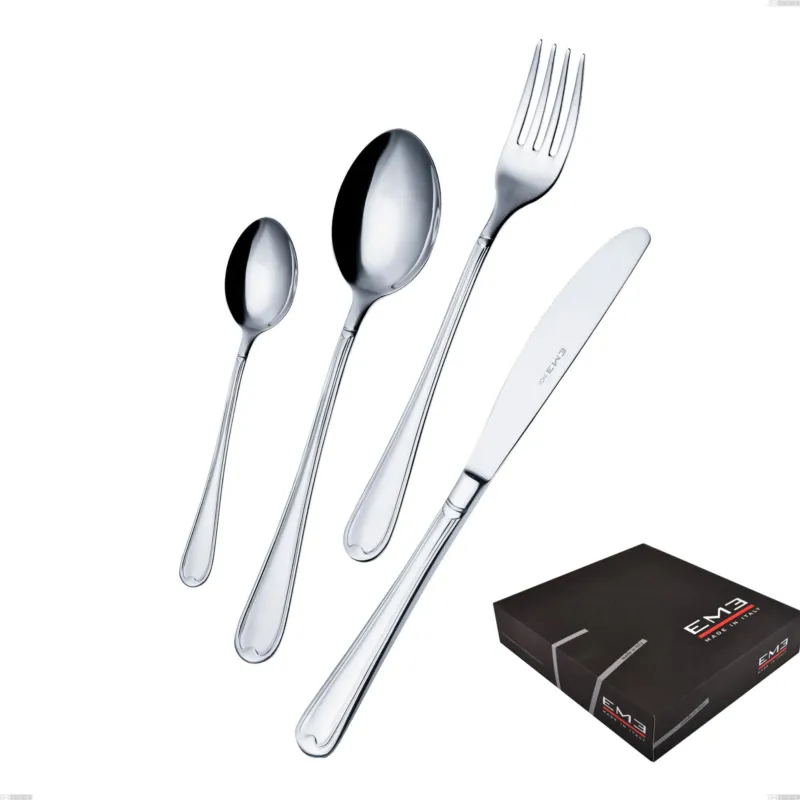 Prezzo Conveniente Set di posate 75 pezzi Euro in confezione regalo, 18/10 (AISI304), spessore 2,00 mm Eme Posaterie