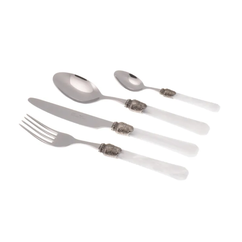 Set Posate colorate 24 Pezzi PENELOPE in acciaio inox 18/10 manico in metacrilato spessore 2,5 mm colorato bianco Rivadossi Miglior Prezzo
