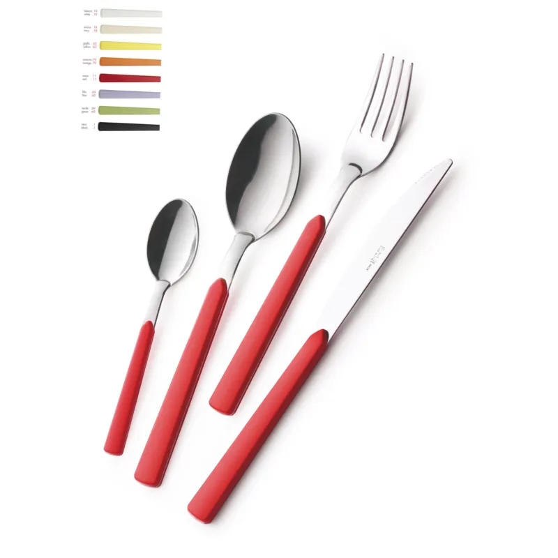 Servizio Posate Colorate 4 pezzi FAST 1 Coltello 1 Forchetta 1 Cucchiaio 1 Cucchiaino caffè in acciaio 18.C Eme Posaterie Arancio 79 EME Popolare