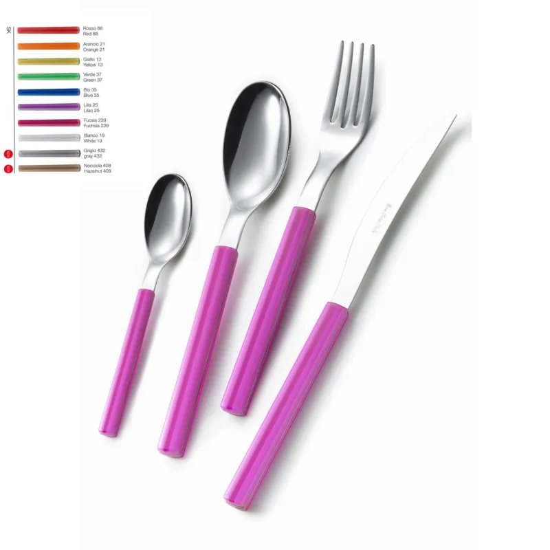 Super Prezzo Set Posate colorate SKY 1 Coltello 1 Forchetta 1 Cucchiaio 1 Cucchiaino caffè in acciaio Materiale 18/0 AISI 430 Nichel Free manico in metacrilato colorato Eme Posaterie Blu