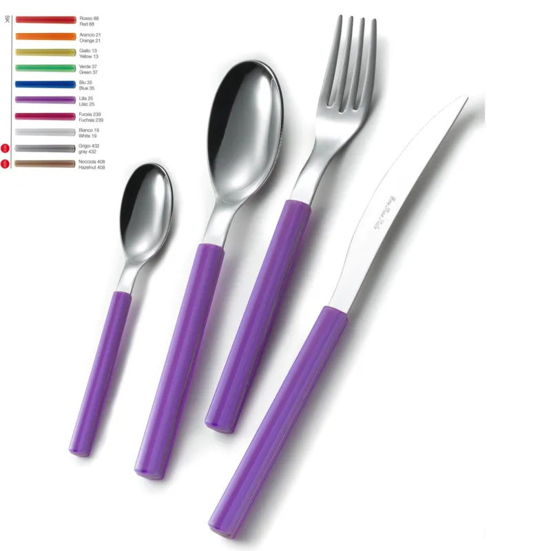 Set Posate colorate SKY 1 Coltello 1 Forchetta 1 Cucchiaio 1 Cucchiaino caffè in acciaio Materiale 18/0 AISI 430 Nichel Free manico in metacrilato colorato Eme Posaterie Blu Prezzo Conveniente