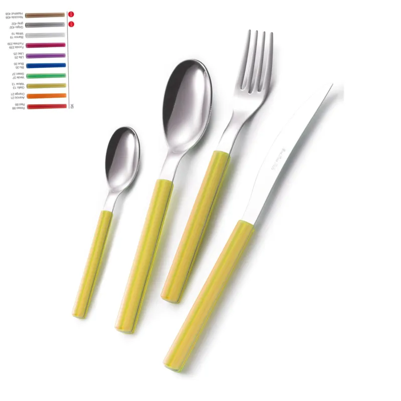 Compra Adesso Set Posate colorate SKY 1 Coltello 1 Forchetta 1 Cucchiaio 1 Cucchiaino caffè in acciaio Materiale 18/0 AISI 430 Nichel Free manico in metacrilato colorato Eme Posaterie Blu