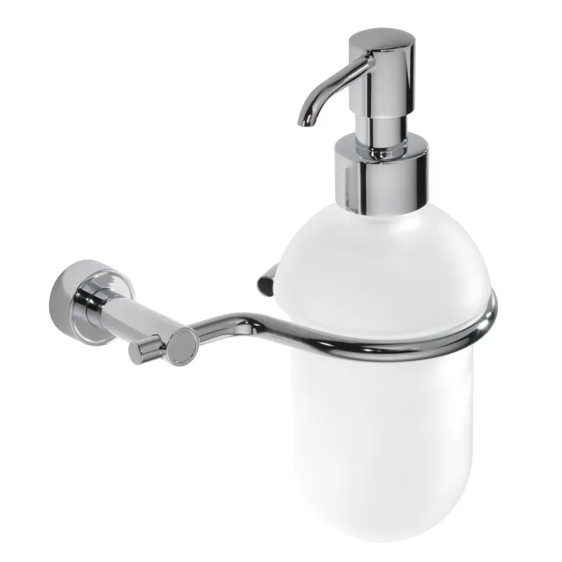Porta Dispenser in ottone da appendere Tiffany 14x11xh19 cm con dosatore in vetro acidato Carlo Iotti- Accessori Bagno Must-Have