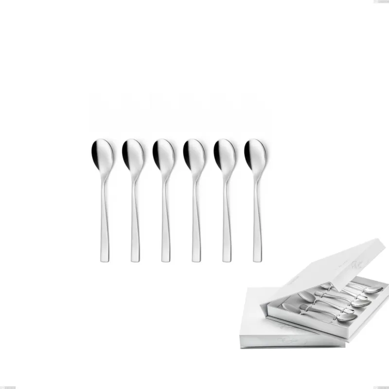 Confezione a libro 6 pezzi cucchiaino moka Etoile Inox , 18/10 (AISI304), spessore 4 mm finitura inox lucido a specchio Eme Posaterie Esclusivo
