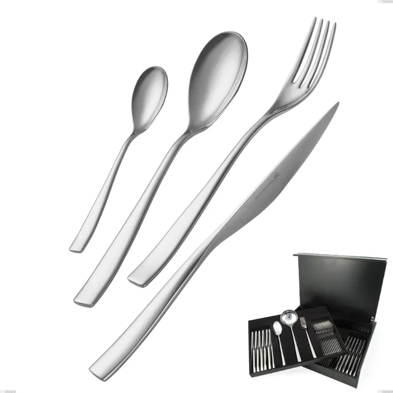 Prezzo Di Fabbrica Servizio di posate 75 pezzi in astuccio di legno coltello economico Etoile Inox , 18/10 (AISI304), spessore 4 mm finitura inox lucido a specchio Eme Posaterie