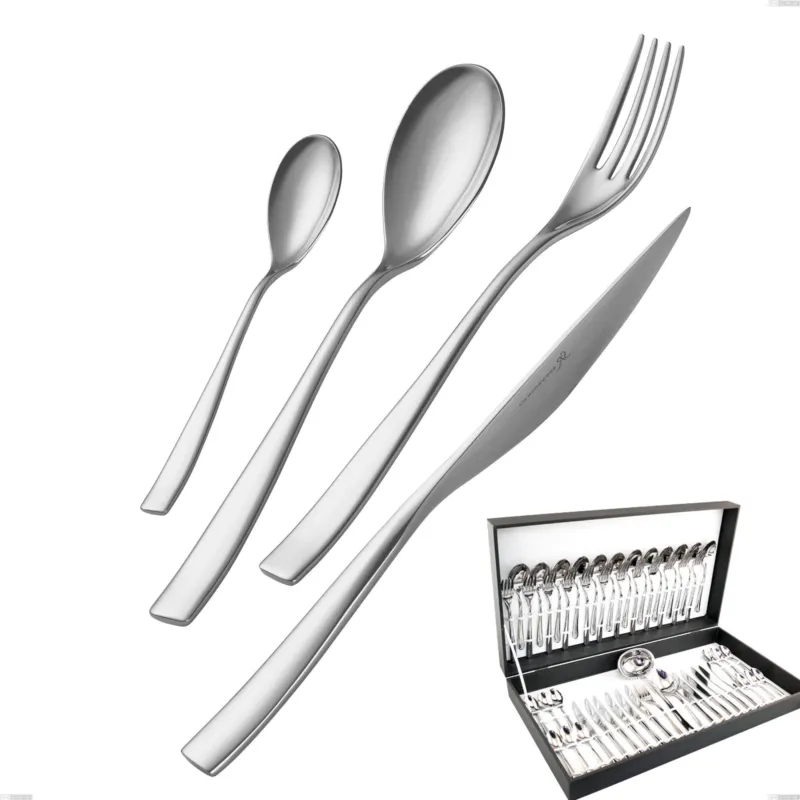 Astuccio 51 pezzi Etoile Inox , 18/10 (AISI304), spessore 4 mm finitura inox lucido a specchio Eme Posaterie Nuova Collezione