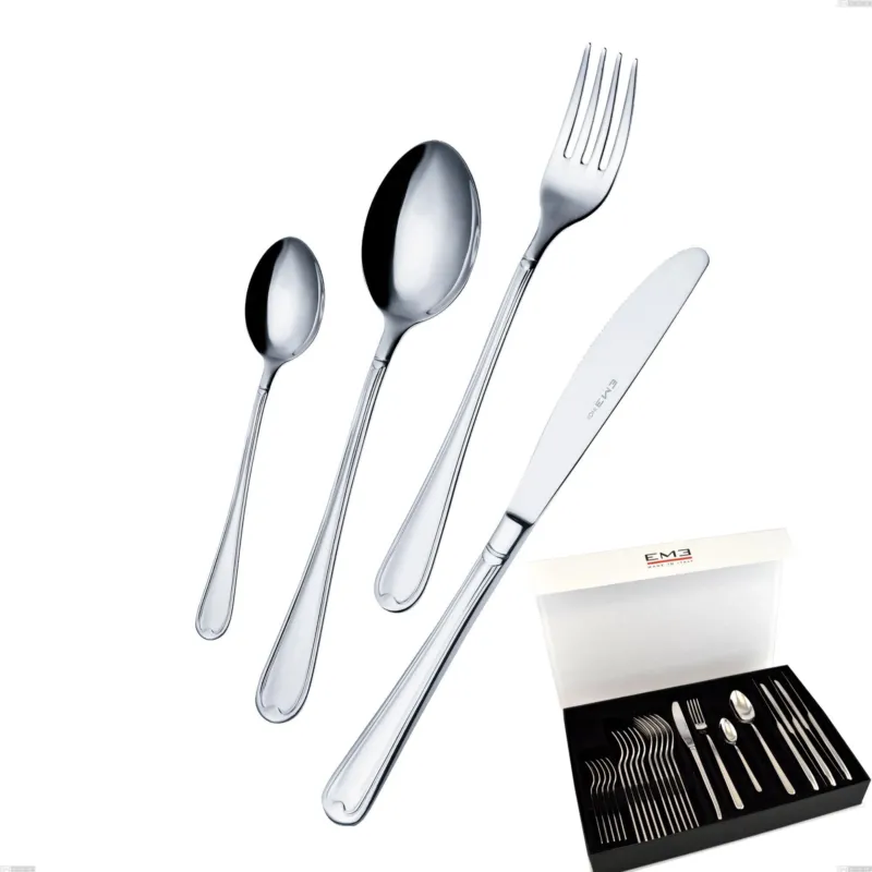 Offerta Del Giorno Set di posate 24 pezzi Euro in confezione panoramica a libro coltello economico, 18/10 (AISI304), spessore 2,00 mm Eme Posaterie